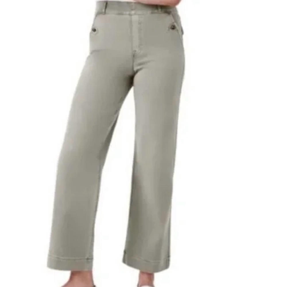 Women's Spanx super smooth stretch twill wide leg pant 1X Tall green
